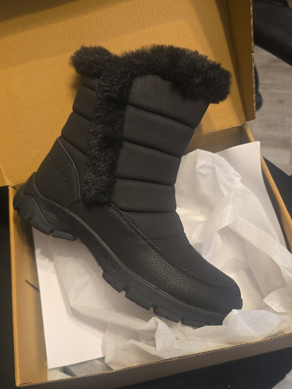 Women's Black Faux-Fur Winter Boots